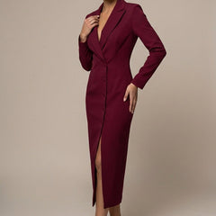 Women's Tailored Blazer Midi Dress | Elegant Fitted Formal Dress for Office & Evening 3
