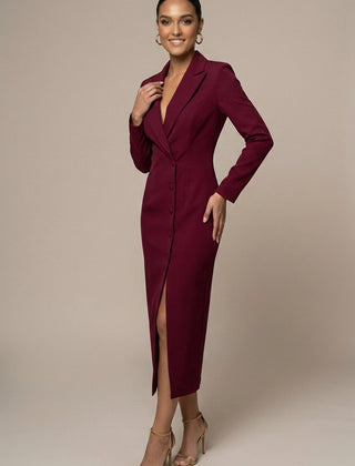 Women's Tailored Blazer Midi Dress | Elegant Fitted Formal Dress for Office & Evening 3