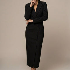 Women's Tailored Blazer Midi Dress | Elegant Fitted Formal Dress for Office & Evening 4