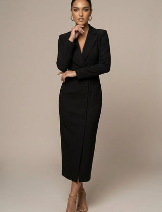 Women's Tailored Blazer Midi Dress | Elegant Fitted Formal Dress for Office & Evening 4