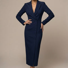 Women's Tailored Blazer Midi Dress | Elegant Fitted Formal Dress for Office & Evening 5