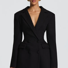 Women's Tailored Blazer Mini Dress | Elegant Fitted Formal Dress for Evening Events 0