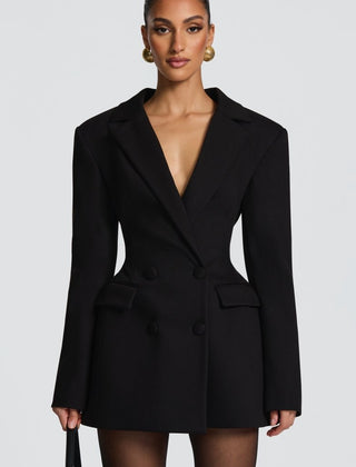 Women's Tailored Blazer Mini Dress | Elegant Fitted Formal Dress for Evening Events 0