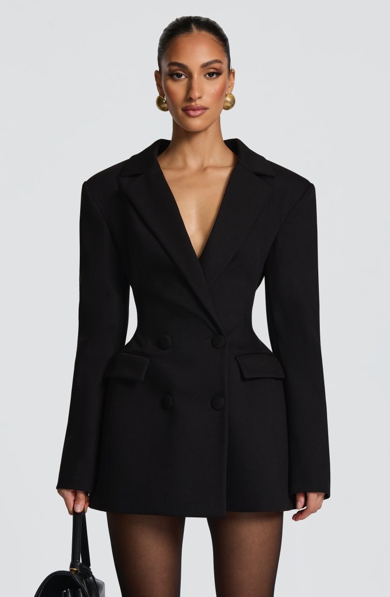 Women's Tailored Blazer Mini Dress | Elegant Fitted Formal Dress for Evening Events 0