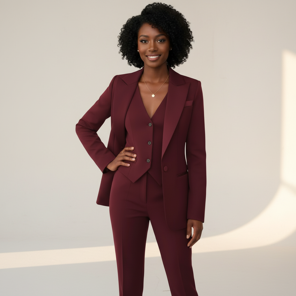 Women's Tailored Blazer Suit Set | Elegant Three-Piece Pant Suit for Women 1