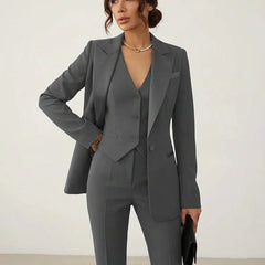 Women's Tailored Blazer Suit Set | Elegant Three-Piece Pant Suit for Women 2