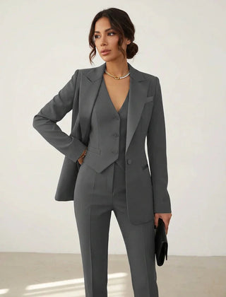 Women's Tailored Blazer Suit Set | Elegant Three-Piece Pant Suit for Women 2