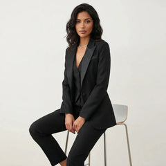 Women's Tailored Blazer Suit Set | Elegant Three-Piece Pant Suit for Women 4