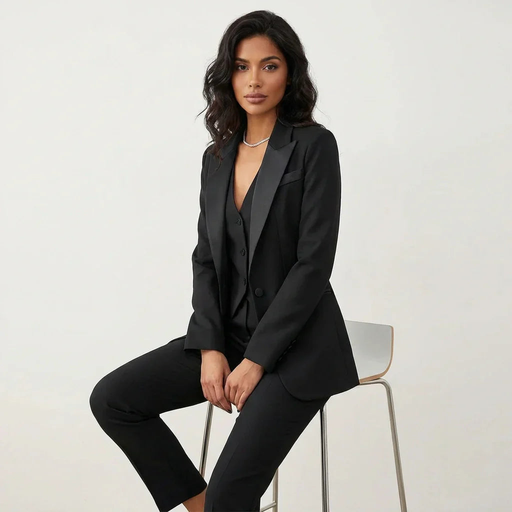 Women's Tailored Blazer Suit Set | Elegant Three-Piece Pant Suit for Women 4