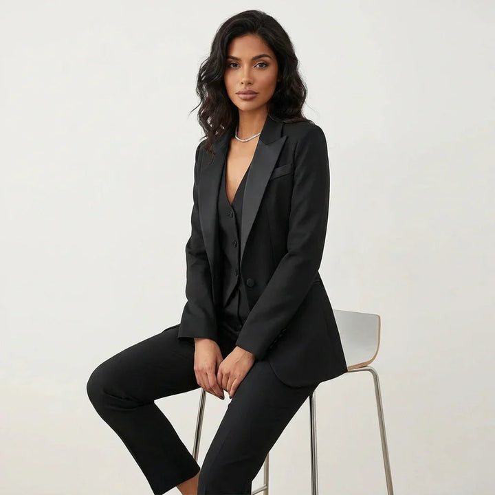 Women's Tailored Blazer Suit Set | Elegant Three-Piece Pant Suit for Women 4