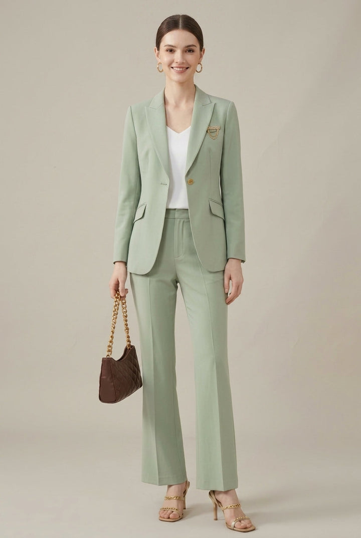 Women's Tailored Blazer and Trouser Set | Elegant Fitted Pant Suit for Autumn