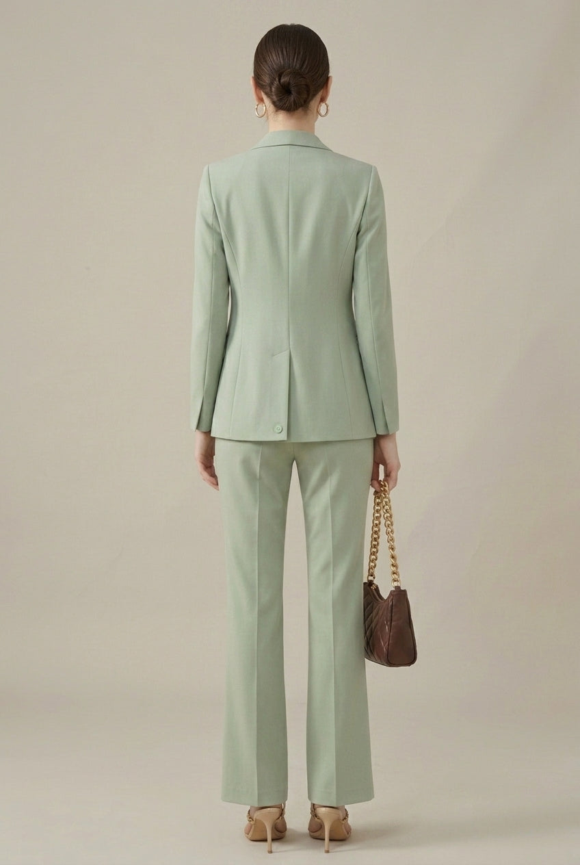 Women's Tailored Blazer and Trouser Set | Elegant Fitted Pant Suit for Autumn