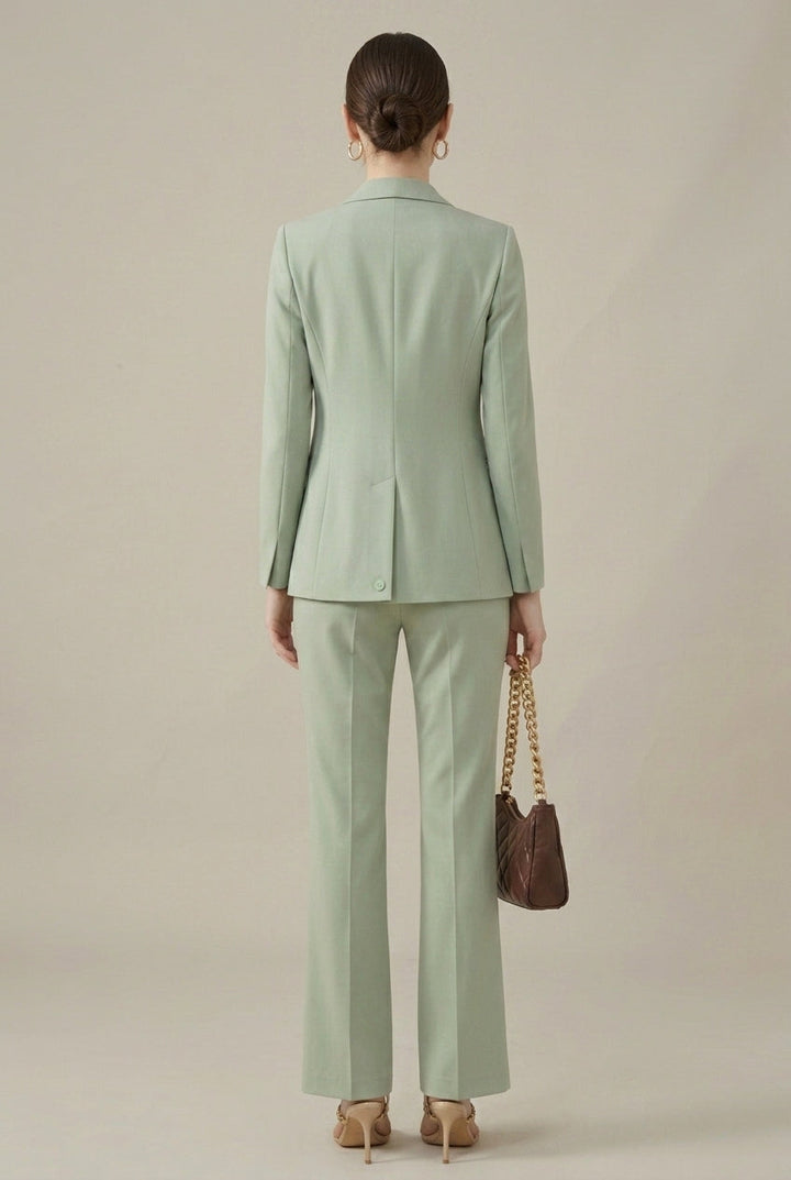 Women's Tailored Blazer and Trouser Set | Elegant Fitted Pant Suit for Autumn
