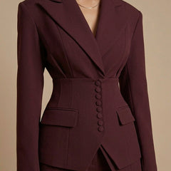 Women's Tailored Blazer and Wide-Leg Trousers | Elegant Formal Pant Suit Set 3