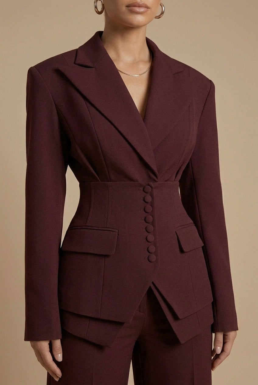 Women's Tailored Blazer and Wide-Leg Trousers | Elegant Formal Pant Suit Set 3