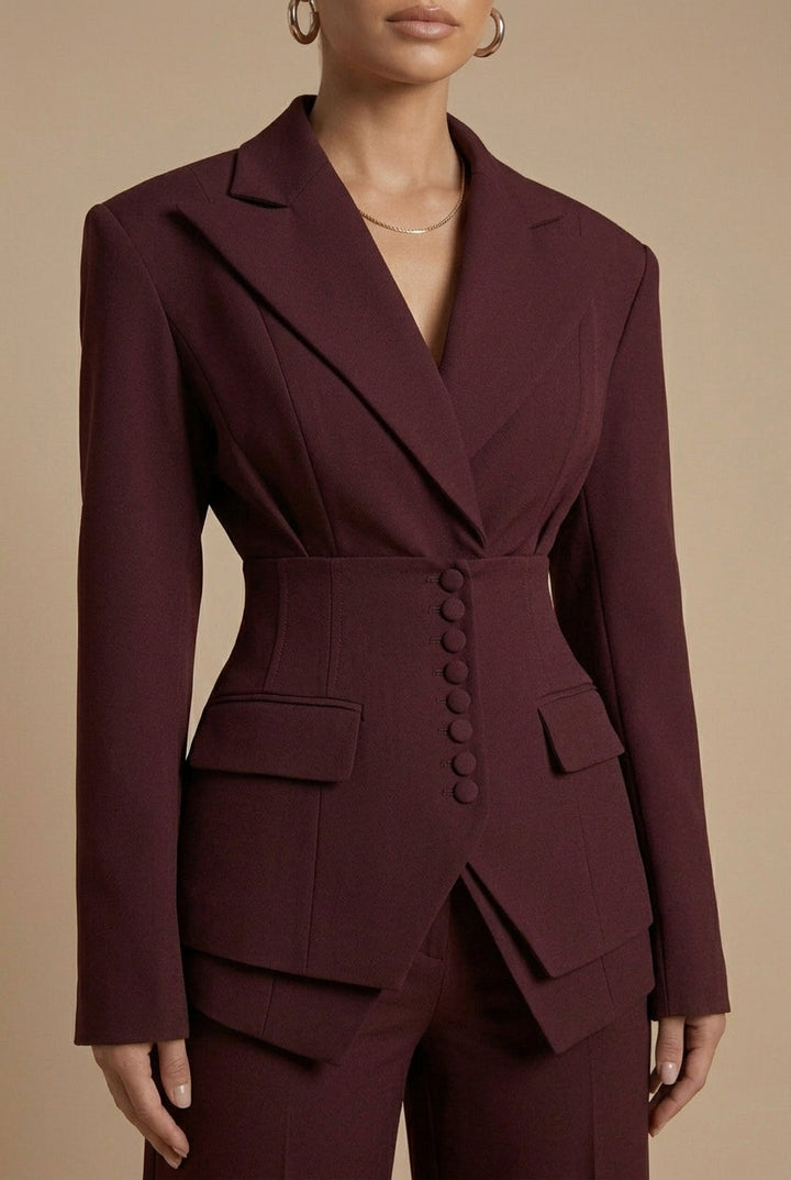 Women's Tailored Blazer and Wide-Leg Trousers | Elegant Formal Pant Suit Set 3