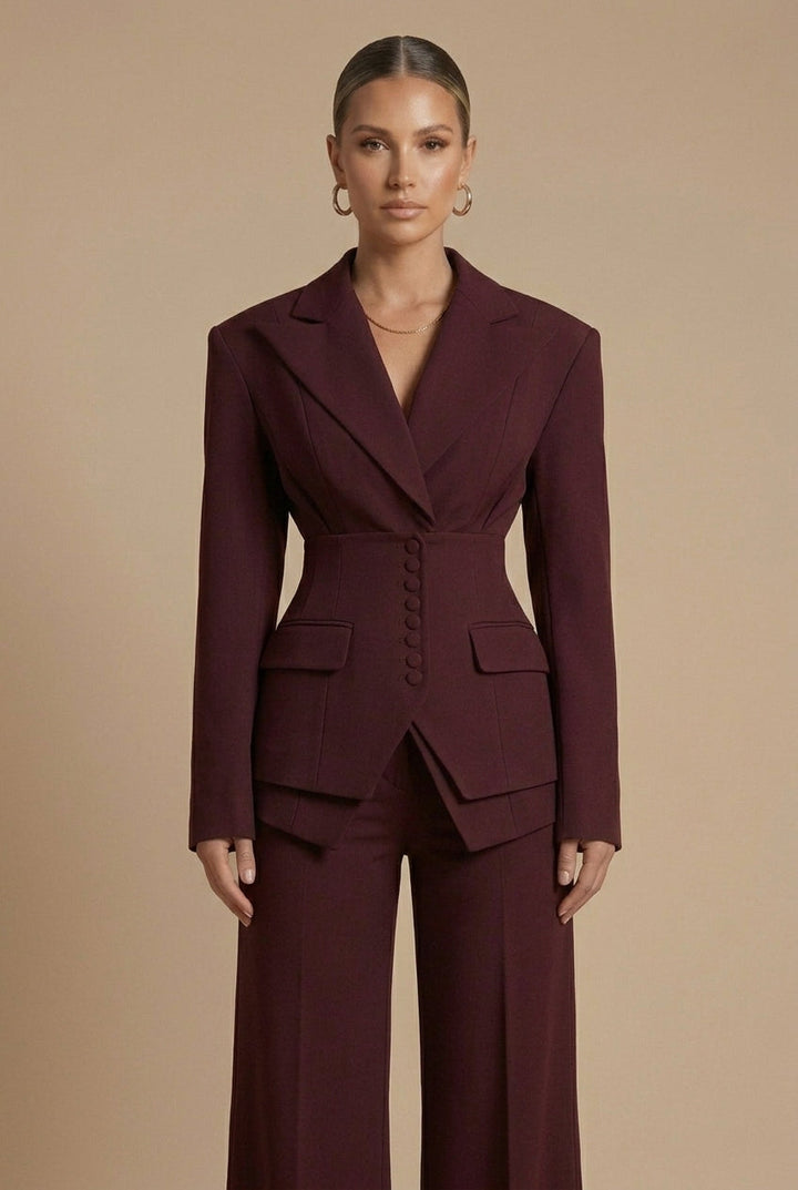Women's Tailored Blazer and Wide-Leg Trousers | Elegant Formal Pant Suit Set 4