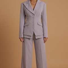 Women's Tailored Blazer and Wide-Leg Trousers | Elegant Formal Pant Suit Set 8