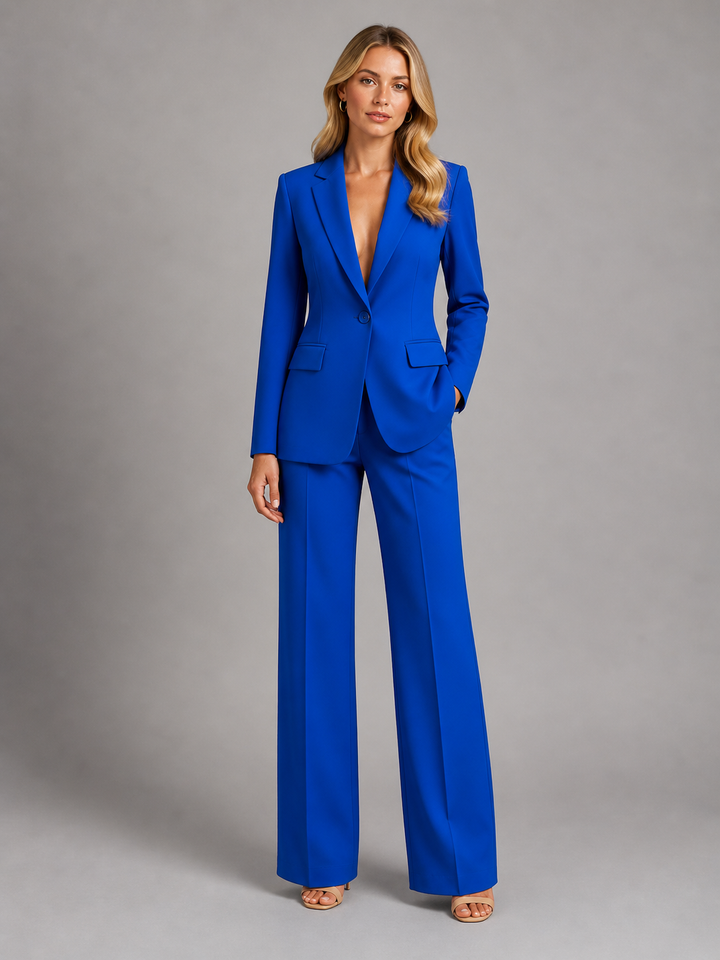Women's Tailored Blazer and Wide Leg Trousers | Chic Elegant Suit for Professional Wear 2