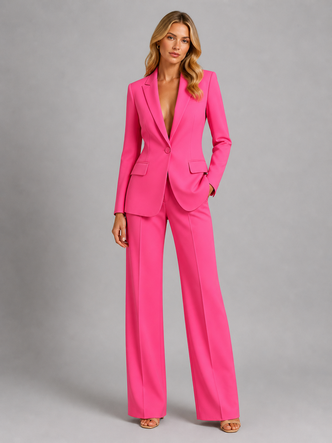 Women's Tailored Blazer and Wide Leg Trousers | Chic Elegant Suit for Professional Wear 3