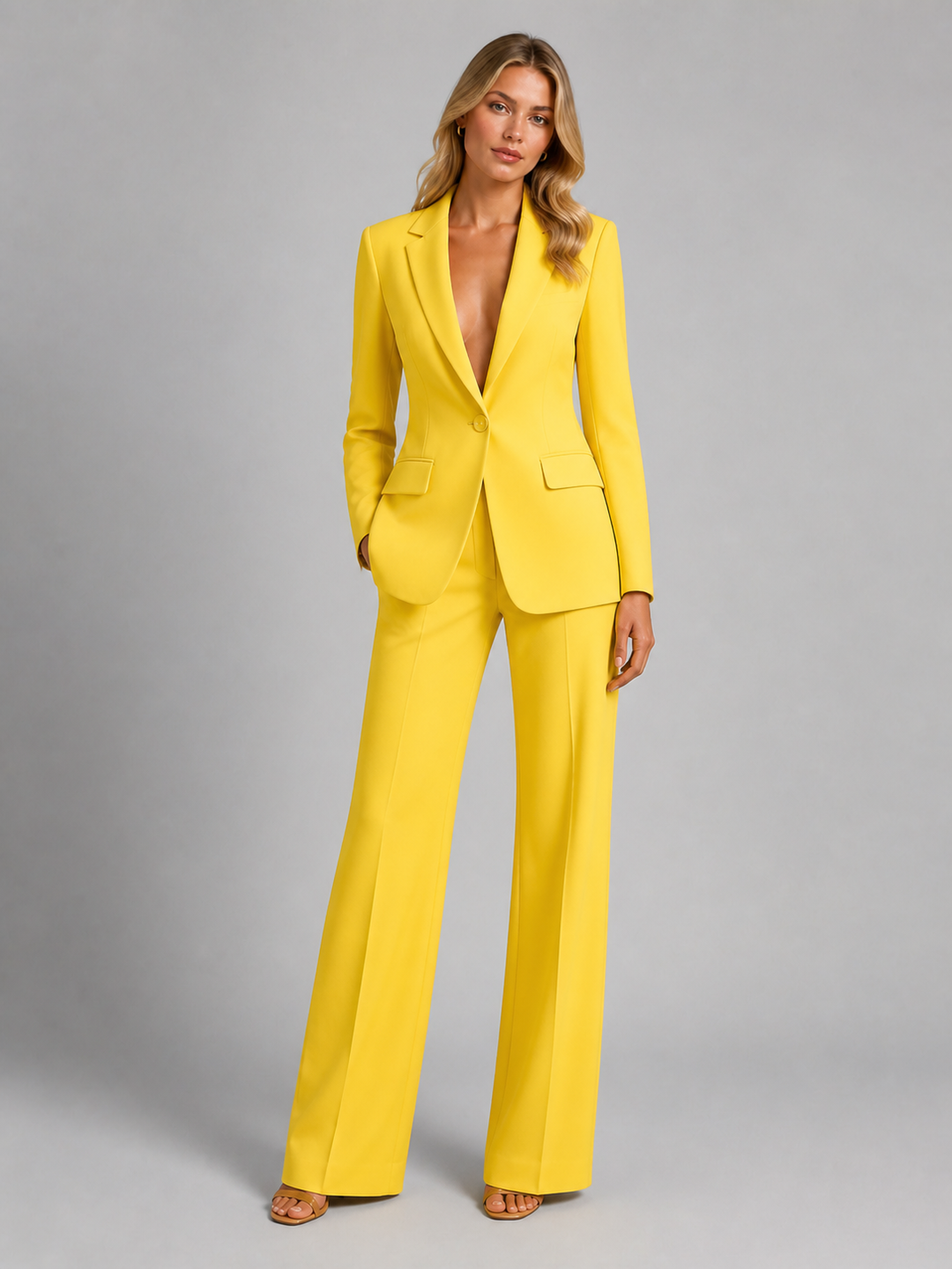 Women's Tailored Blazer and Wide Leg Trousers | Chic Elegant Suit for Professional Wear 4