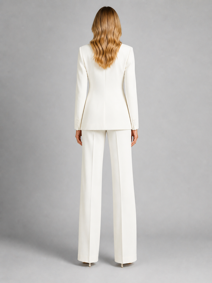Women's Tailored Blazer and Wide Leg Trousers | Chic Elegant Suit for Professional Wear 5