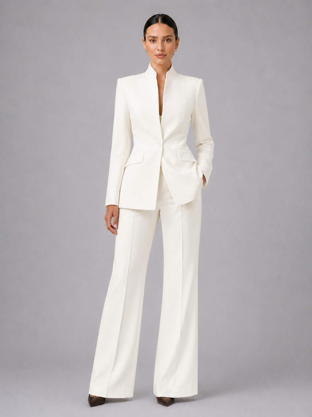 Women's Tailored Suit | Elegant Blazer and Wide Leg Trousers | Sophisticated Office Wear 1
