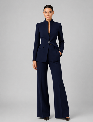 Women's Tailored Suit | Elegant Blazer and Wide Leg Trousers | Sophisticated Office Wear 3
