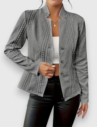 Women's Textured Cable-Knit Jumper | Elegant Mock-Neck Long-Sleeve Sweater 0