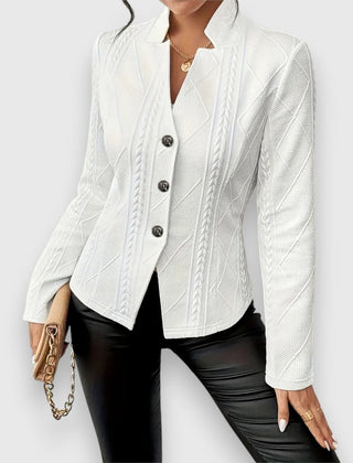 Women's Textured Cable-Knit Jumper | Elegant Mock-Neck Long-Sleeve Sweater 10