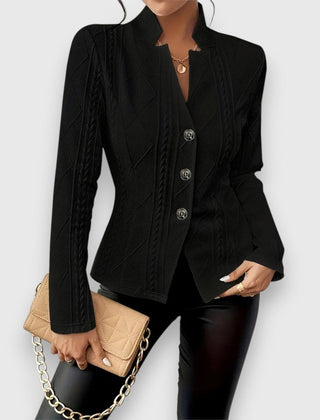 Women's Textured Cable-Knit Jumper | Elegant Mock-Neck Long-Sleeve Sweater 12