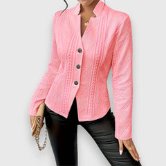 Women's Textured Cable-Knit Jumper | Elegant Mock-Neck Long-Sleeve Sweater 5