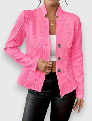 Women's Textured Cable-Knit Jumper | Elegant Mock-Neck Long-Sleeve Sweater 9