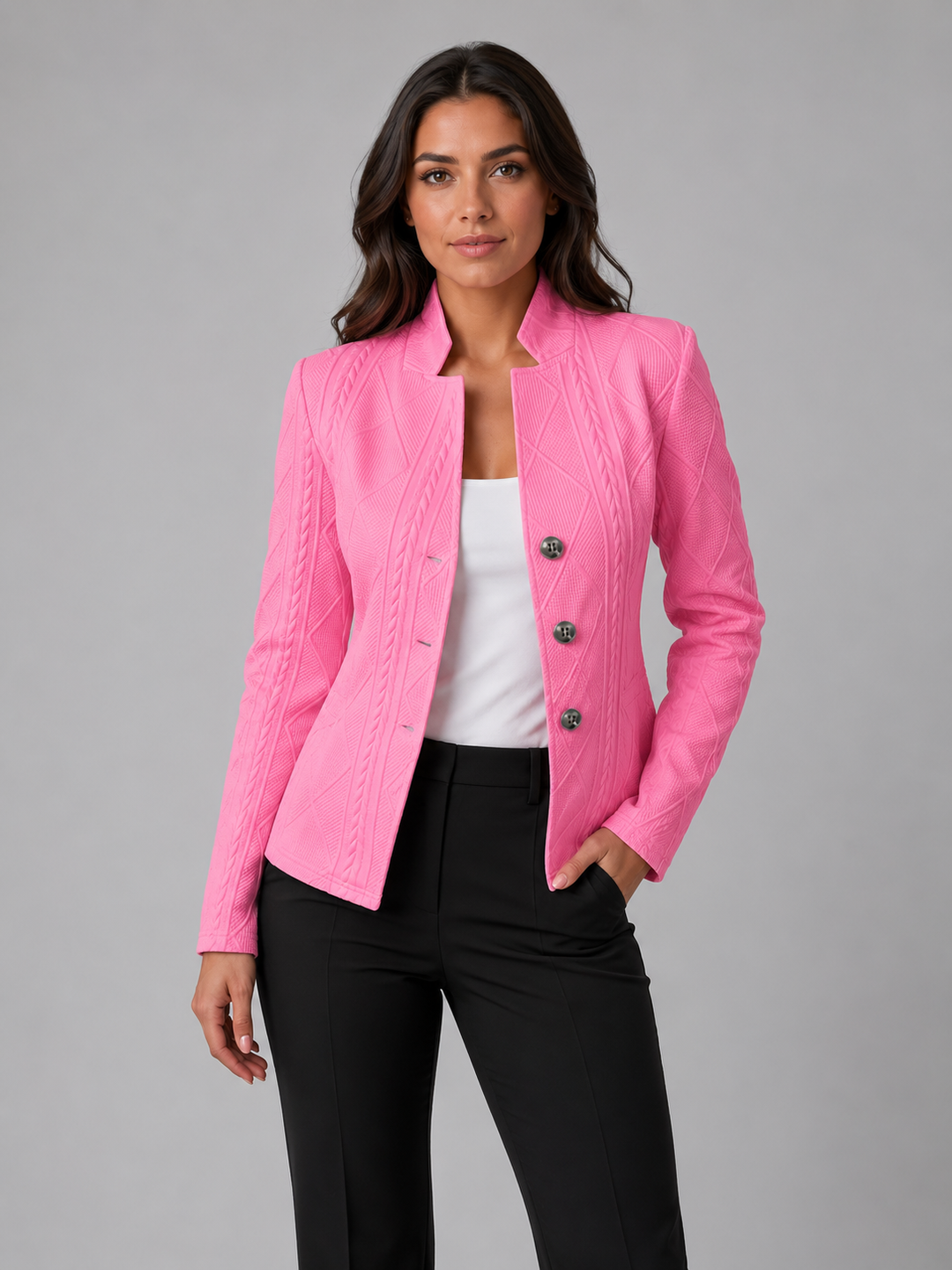 Women's Textured Cable Knit Blazer | Elegant Tailored Fit Jacket | Sophisticated Professional Outerwear 2