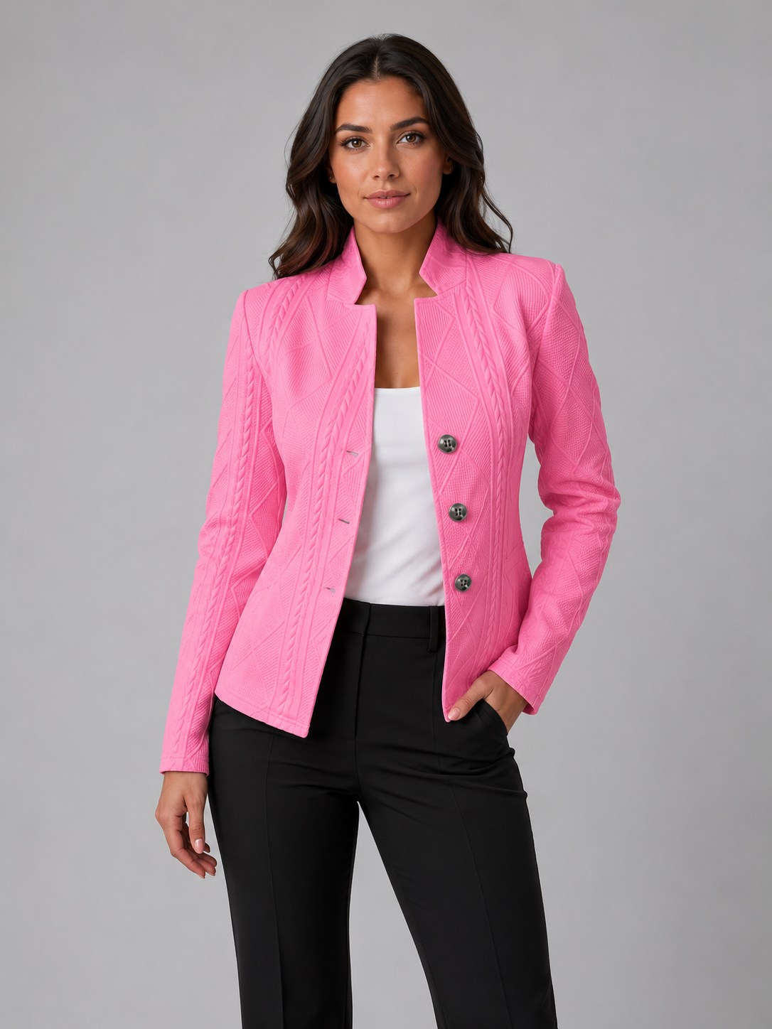 Women's Textured Cable Knit Blazer | Elegant Tailored Fit Jacket | Sophisticated Professional Outerwear 2