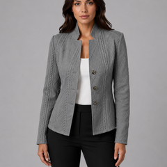 Women's Textured Cable Knit Blazer | Elegant Tailored Fit Jacket | Sophisticated Professional Outerwear 3
