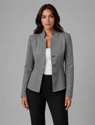 Women's Textured Cable Knit Blazer | Elegant Tailored Fit Jacket | Sophisticated Professional Outerwear 3