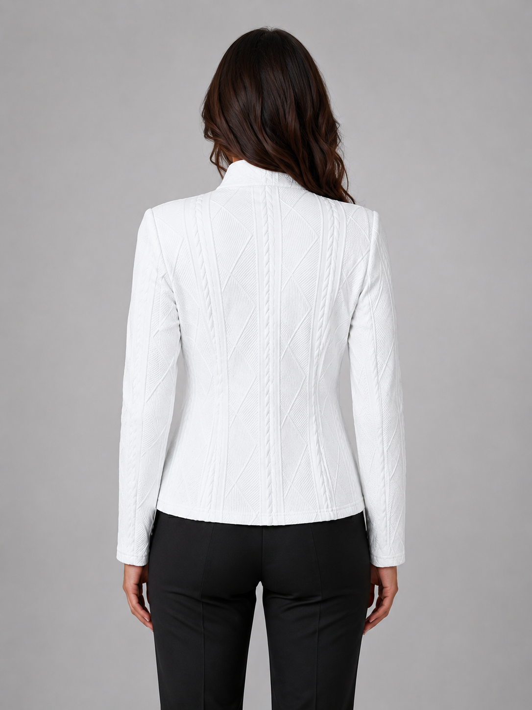 Women's Textured Cable Knit Blazer | Elegant Tailored Fit Jacket | Sophisticated Professional Outerwear 5