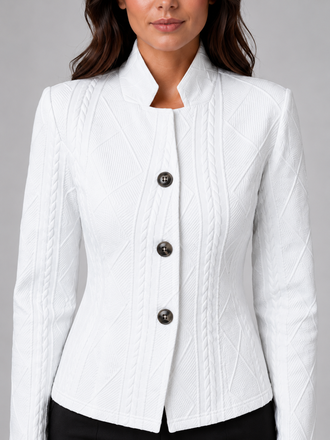 Women's Textured Cable Knit Blazer | Elegant Tailored Fit Jacket | Sophisticated Professional Outerwear 6
