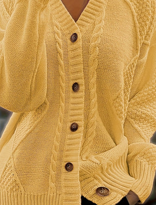 Women's Textured Cable Knit Cardigan | Relaxed Oversized V-Neck Sweater for Autumn 13