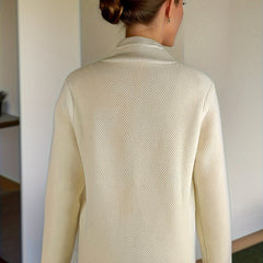 Women's Textured Knit Cardigan | Elegant Tailored Jacket with Stand Collar 4