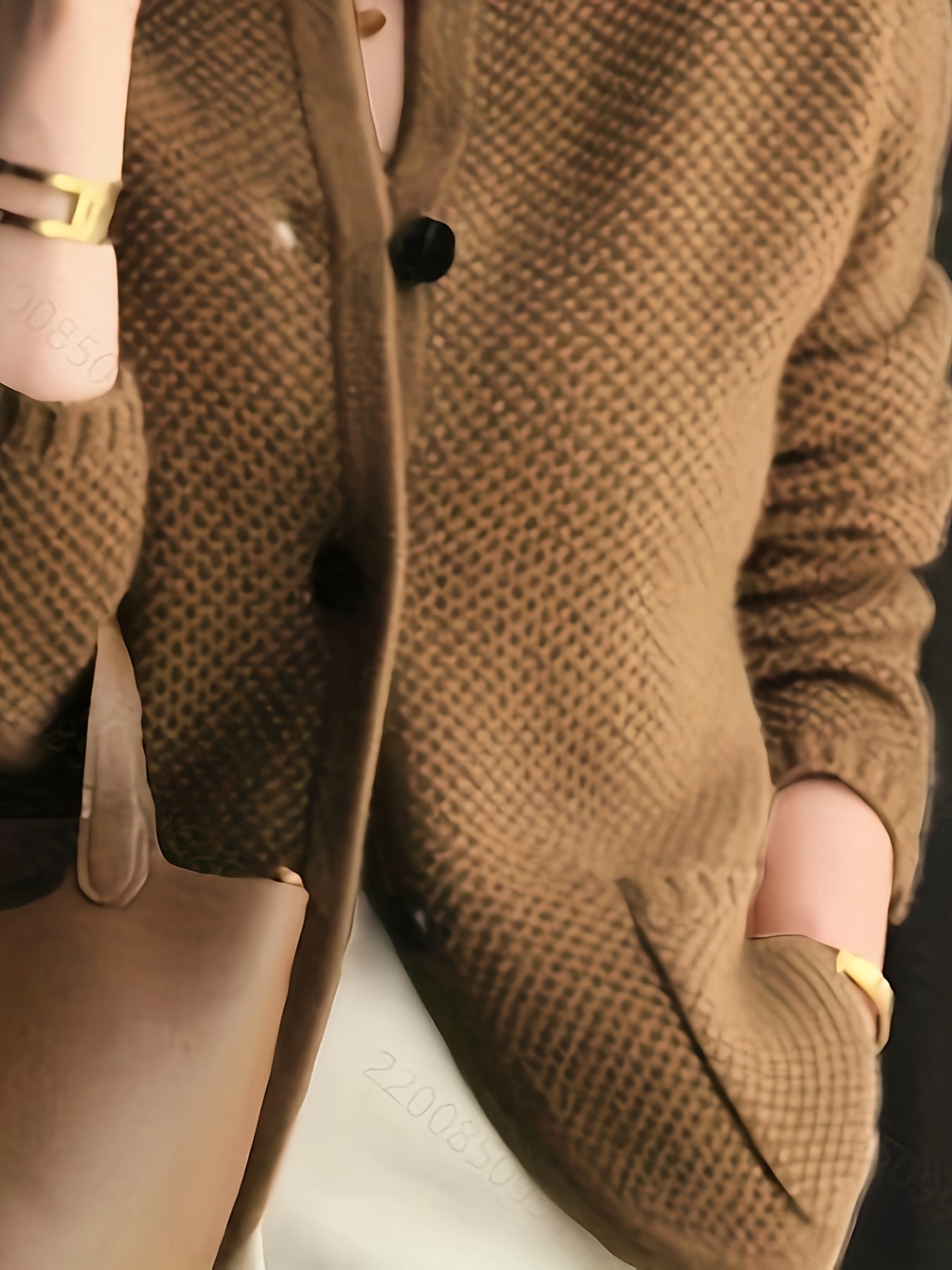 Women's Textured Knit Cardigan | Elegant Tailored Jacket with Stand Collar 5
