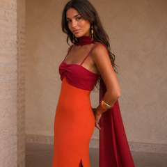 Women's Two-Tone Maxi Dress | Elegant Summer Evening Gown with Side Slit 2