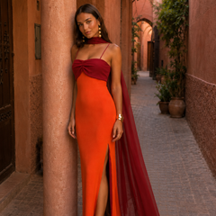 Women's Two-Tone Maxi Dress | Elegant Summer Evening Gown with Side Slit 3