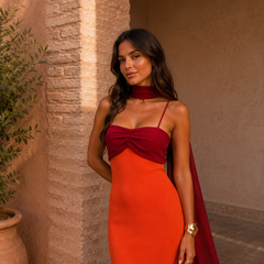 Women's Two-Tone Maxi Dress | Elegant Summer Evening Gown with Side Slit 4