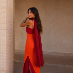 Women's Two-Tone Maxi Dress | Elegant Summer Evening Gown with Side Slit 5