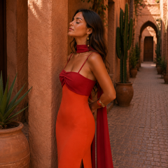Women's Two-Tone Maxi Dress | Elegant Summer Evening Gown with Side Slit 6
