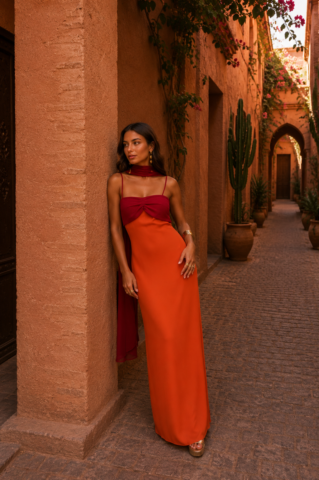 Women's Two-Tone Maxi Dress | Elegant Summer Evening Gown with Side Slit 7