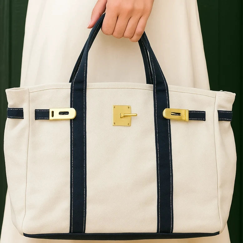 Women’s Vintage Look Canvas Structured Utility Handbag