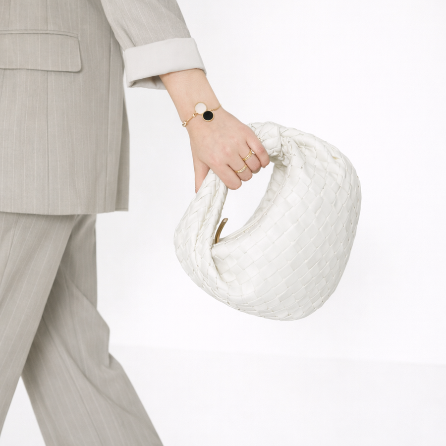 Woven Soft Vegan Leather Knot Handle Bag
